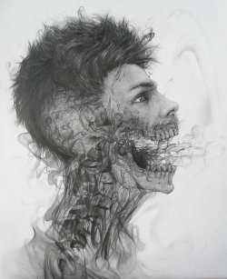 mydarkenedeyes:  Kevin Luo - Absence This is the first piece in a new series from the artist. He uses graphite as a medium with no digital manipulation. The series will involve a compilation of surreal portraits which include the study of human anatomy,