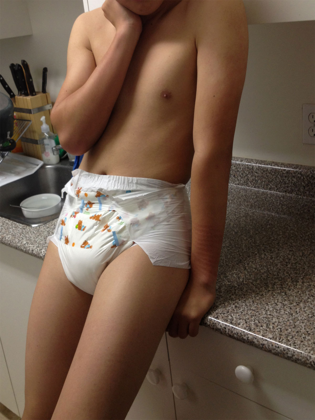 Forced to wear diaper punishment