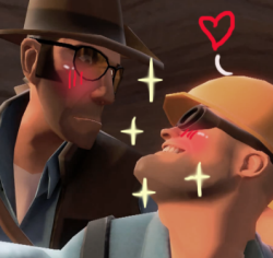 mumbling-mice:  mr-mundy:  early-lavender:  mr-mundy:  early-lavender submitted:  i did a thing. so moe!  EEEEEEEEE! SO ADORABLE &lt;3 Sniper stop being so Tsundere! &gt;:O  engie is all “kiss me you dummy”  And sniper is like “But Truckie-san