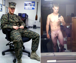 lovemywhiteboys:  temple-of-apollo:  nothin’ hotter than soldier dick….   Yeah!  He&rsquo;s not a soldier, he&rsquo;s a Marine.