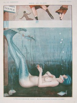 damasquerade:  discursivetacenda:  knivesandglitter:  belovedtraveler:  newvagabond:  This will always remain my favorite vintage lesbian art… Do I even have to break it down for you?  I just thought it was a mermaid trapped under ice  If it were just