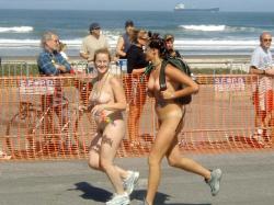 flashingfemales:  Bare to Breakers  2 girls running at the Bare to Breakers event in San Francisco  