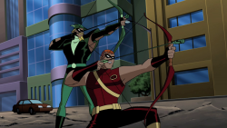 superheroes-or-whatever: Green and Red Arrow (mostly as Speedy) throughout animation. 