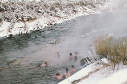 This is called the boiling river.  There is a hot river on a cliff that runs parallel to the cold river on the bottom. It&rsquo;s way too hot to swim in but it cascades off the cliff into the cold river creating a perfect natural hot tub.  During the