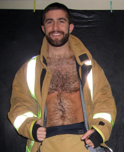 Hunky hairy fireman - woof!