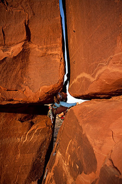 tumasia:  Katie Brown climbing the Window Route 5.10  on Echo Pinnacle, near Moab, Utah