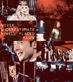 travelerblessed:  travelerblessed:  I don’t know what you mean by your way. All ways about here belong to me. AU →  Amy’s Adventures in Wonderland, featuring Rose as the White Queen, the Master as the Red Queen King, and the Doctor as the Mad Hatter. 