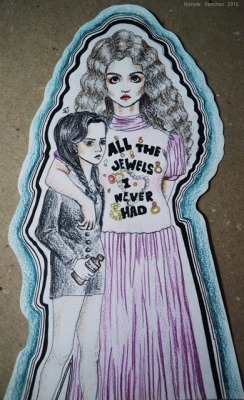allisonelisabeta:  catsonvelvet:  “Allison Harvard and Wednesday Addams” Coloured Pencils &amp; Ink on Stradmore Paper I drew this using my memory so i accidentally wrote “Had” instead of “Got” I hope Allison will see this.  ps: I am the