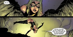 godtricksterloki:  marvelentertainment:  MARVEL PANEL OF THE DAY From: Ms. Marvel (2006) #2 It never hurts to try negotiating with destructive aliens.  What better idol for a girl than Ms. Marvel?NONE I TELL YOU! NONE!  Listen to this woman&rsquo;s wise