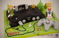 dorkly:  Unbelievable Zelda / Nintendo 64 Cake If his friends really loved him, they would’ve gotten the gold cartridge cake.  Link looks like he&rsquo;s on crack and Zelda on meth.
