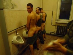 militaryassfuck:  Us Military boys do crazy things when living in the dorms… Straight fun but fun for that one in the group that is gay