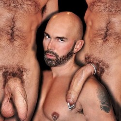 soylentgreenispoodles:  Wish I were there.  Trapped between hung, uncut, hairy twins. I wonder if the one on the left has a PA, too.