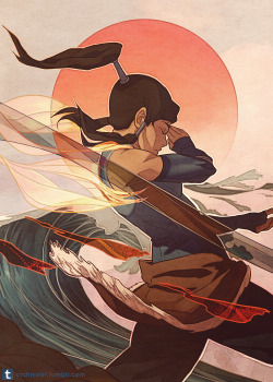 ctchrysler:   Spiritual State (click for full ver.) by dCTb Probably the last Korra related piece I’ll do for a while. I had a lot of fun (especially with the water and “earth”) although coloring it was super challenging. Legend of Korra © Bryan