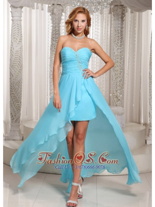 Aqua high low prom dresses