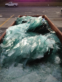 fumas:  ridge:  wuta-g:  insooutso:  Recycling dumpster full of failed glass designs. Looks glacial.  imagine falling into that  your body would look like art   your body would look dead actually 
